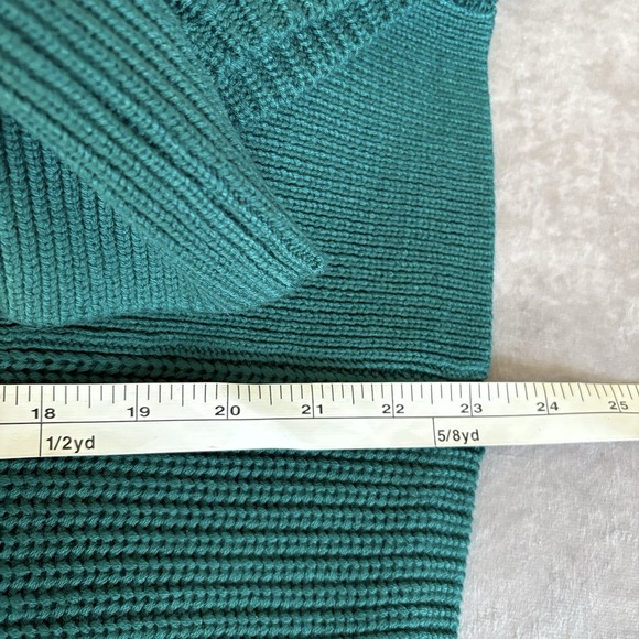 Hyacinth House Womens Casey Collared V Neck Sweater XS Teal Ruffled Preppy Boho - Picture 7 of 10